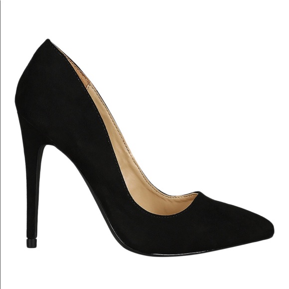 Anne Michelle Black Suede Heels - Picture 4 of 12